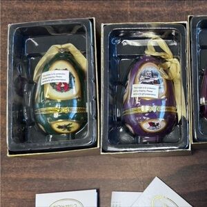 Mr. Christmas Musical Egg Ornaments | Green and Purple Eggs